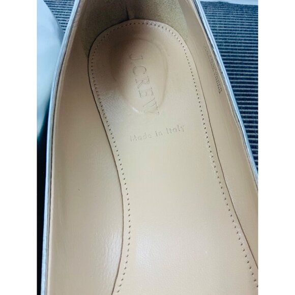 J Crew Italian womens shoes all leather flat slip on low front silver/gold heel - Picture 9 of 11